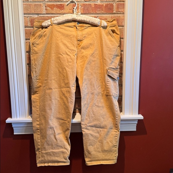 LOGO by Lori Goldstein Harvest Gold Stretch Boyfriend Cargo Jeans Size 20WP - Picture 2 of 11